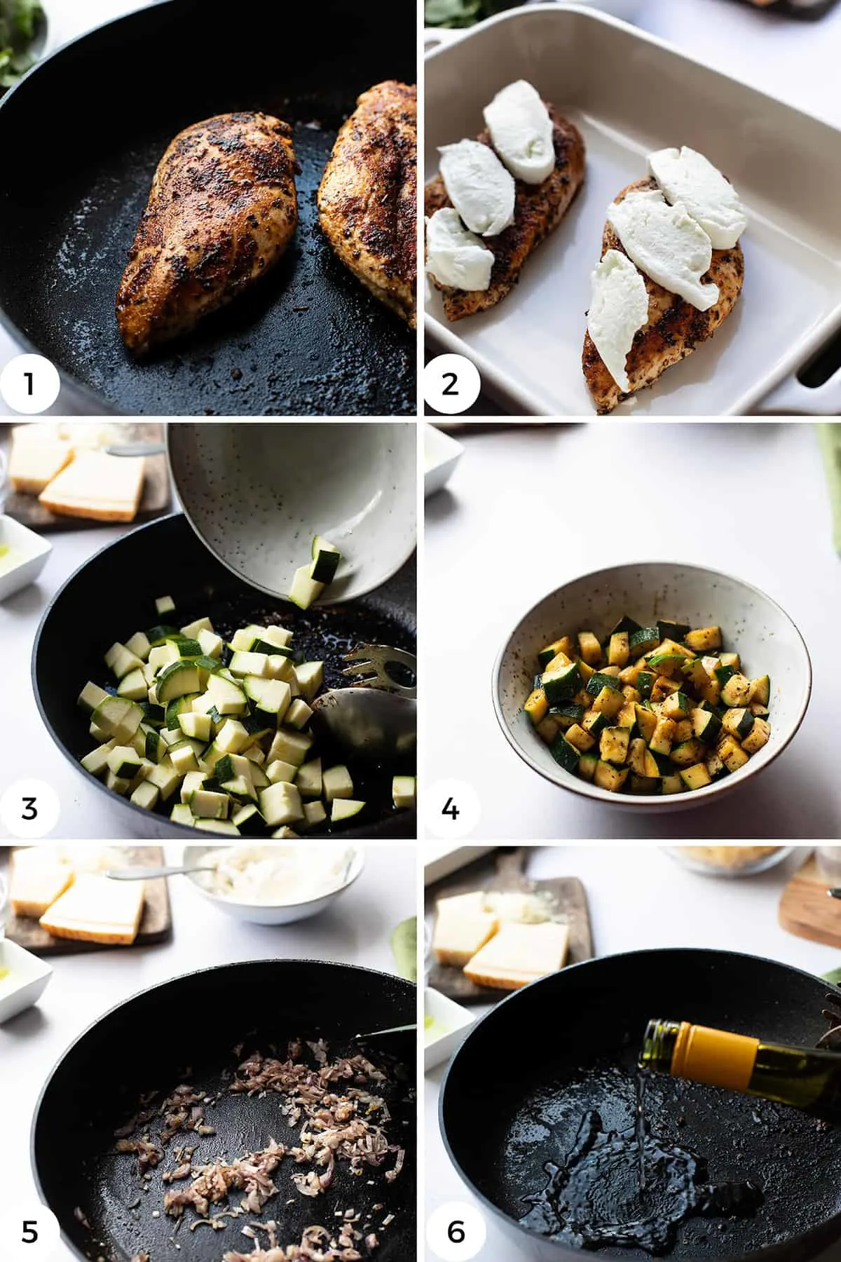 Steps to make the chicken and zucchini.
