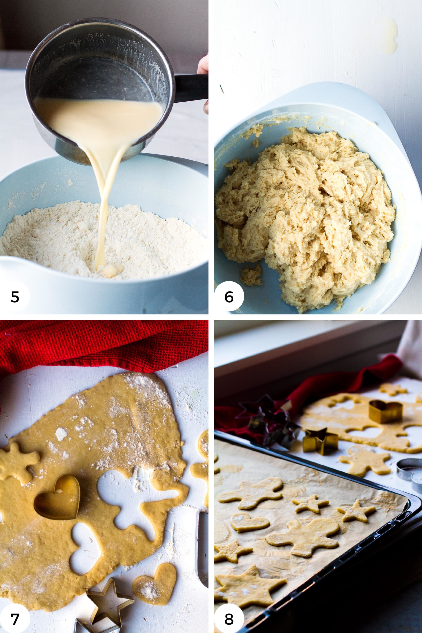 Steps to make and shape the Christmas men cookies.