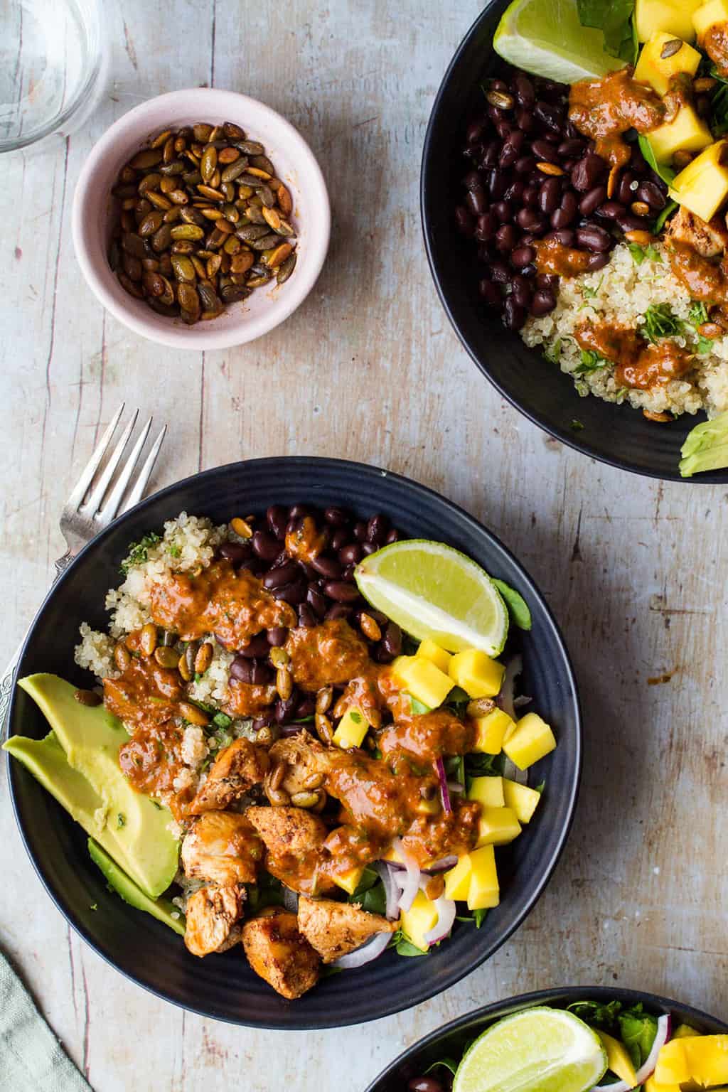 Mango Chipotle Quinoa Bowl with Lime Chicken Ginger with Spice