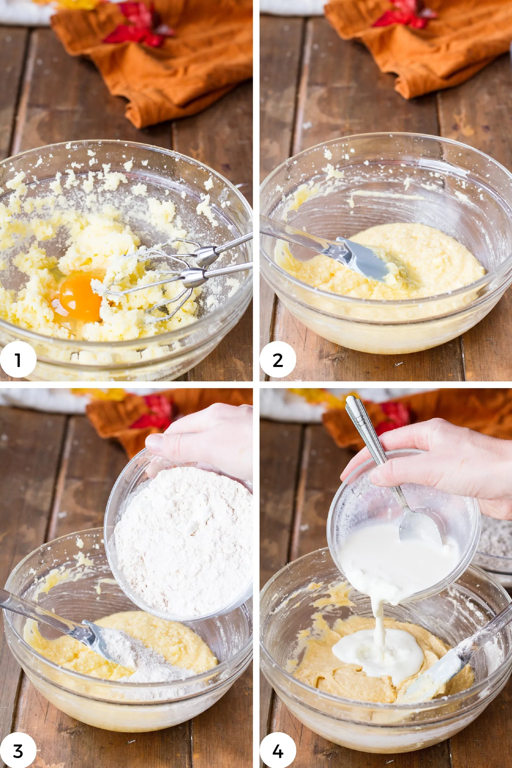 Steps to make the cake batter.