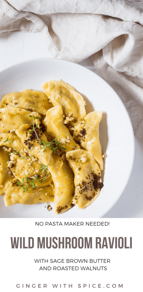 Wild Mushroom Ravioli with Sage Brown Butter and Roasted Walnuts