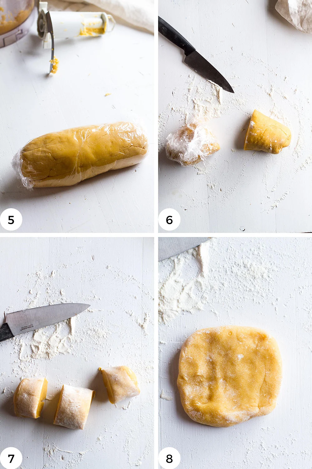 Steps to shape the pasta discs.