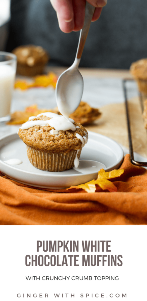 Pumpkin White Chocolate Muffins with Crumb Topping