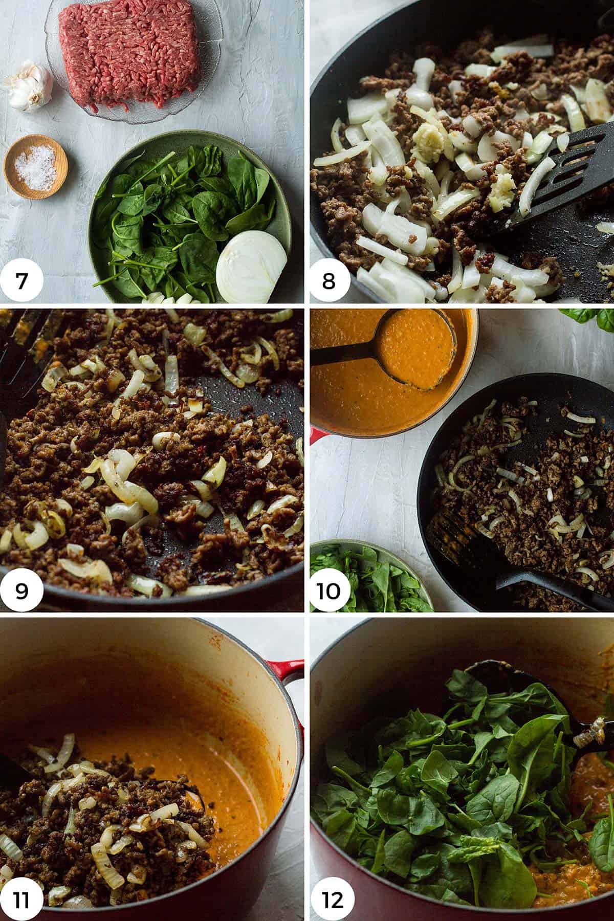 Steps to make the ground beef.