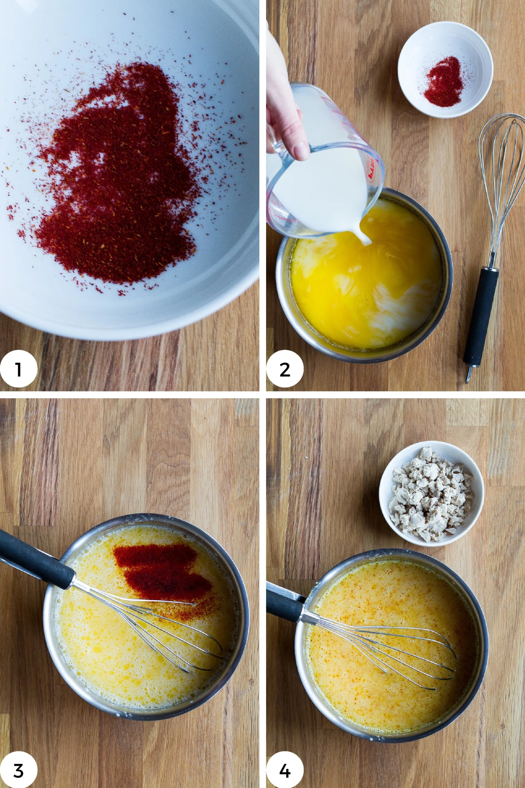 Steps to mix saffron with the milk.
