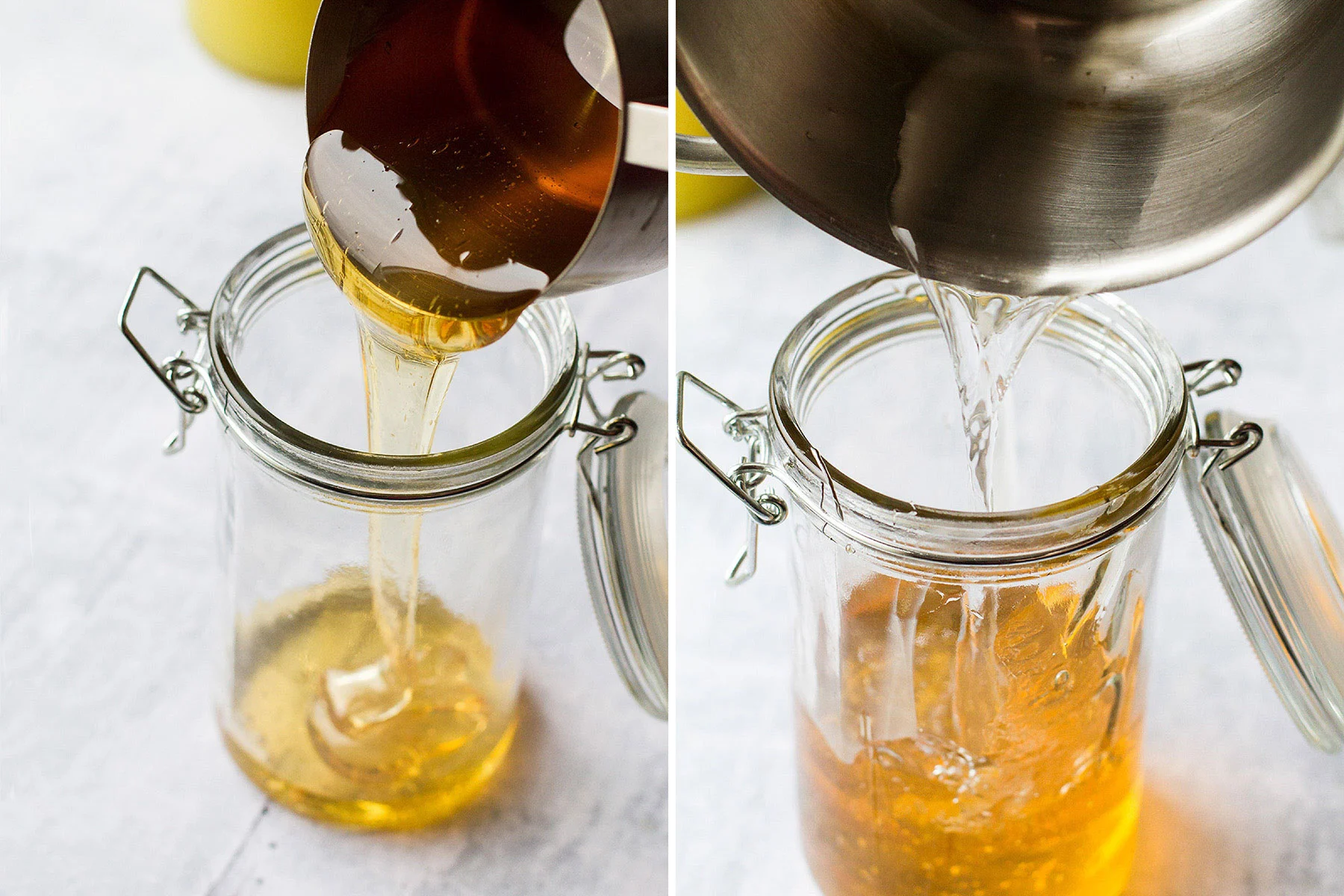 Steps to make honey syrup.
