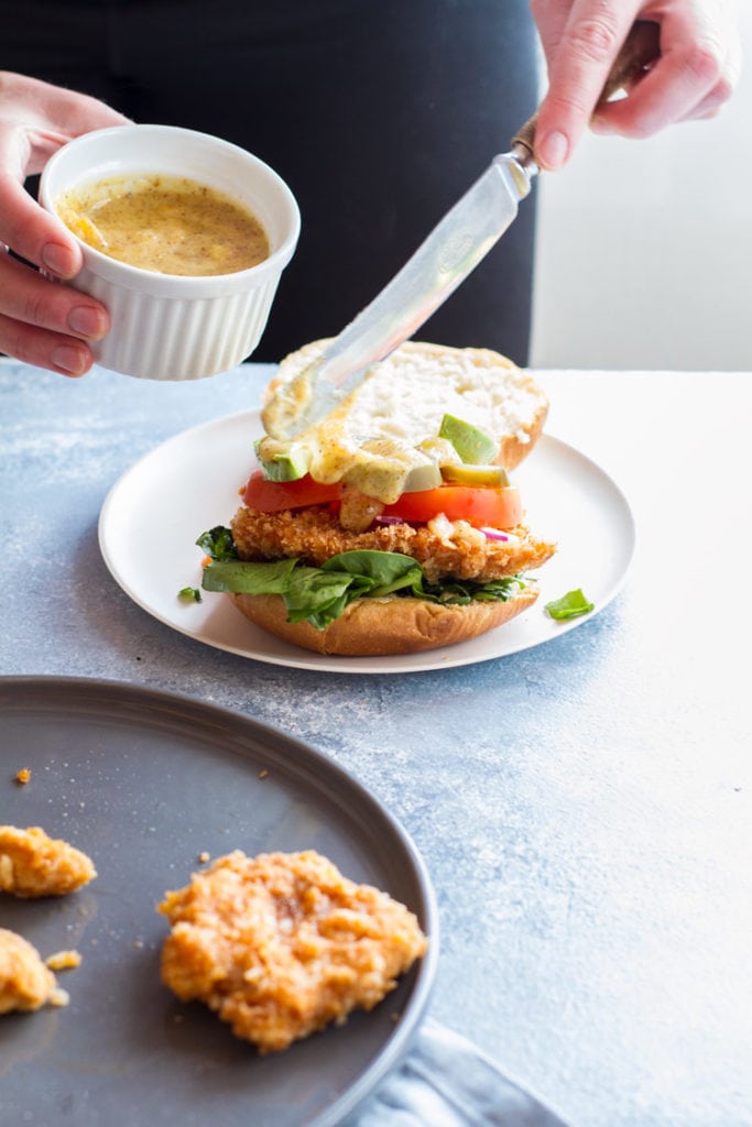Crispy Panko Chicken Burger with Honey Mustard Ginger with Spice