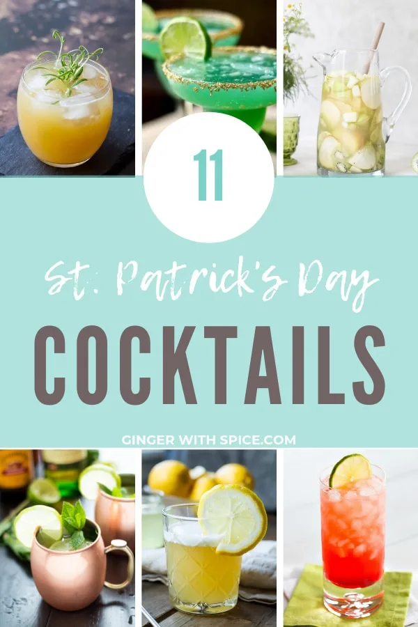 Collage of 6 whiskey drinks for a St Patrick's Day round-up.