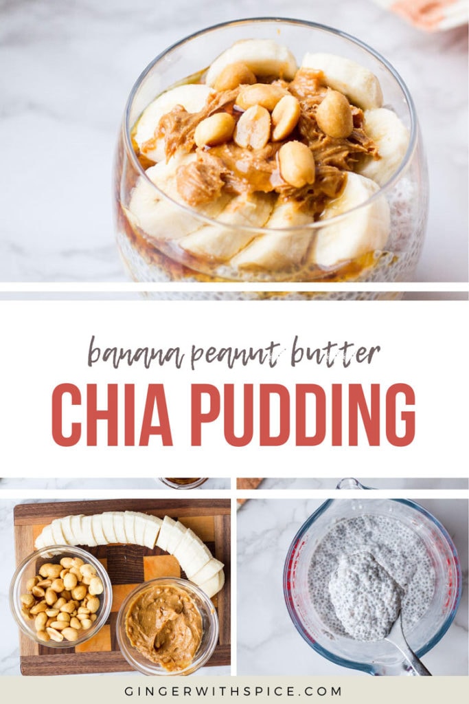 Pinterest pin with text overlay for coconut chia pudding recipe, 3 images used in the post.