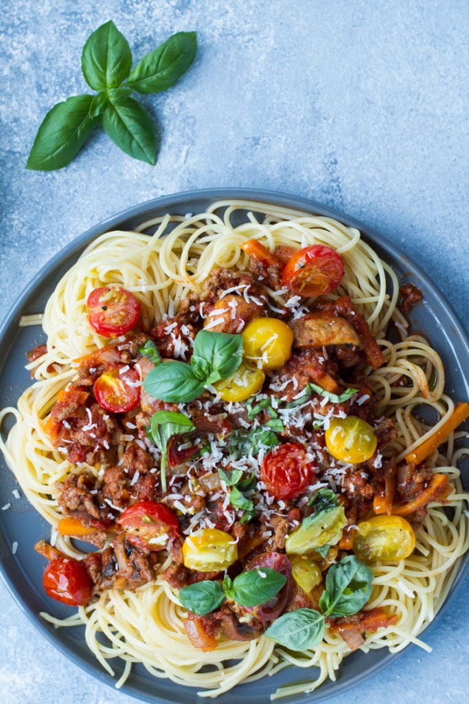 Extra Veggie Tomato Bolognese Recipe (Meat Sauce) Ginger with Spice