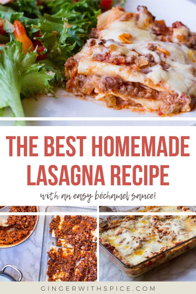 Three images from post and red text overlay: "The Best Homemade Lasagna Recipe".