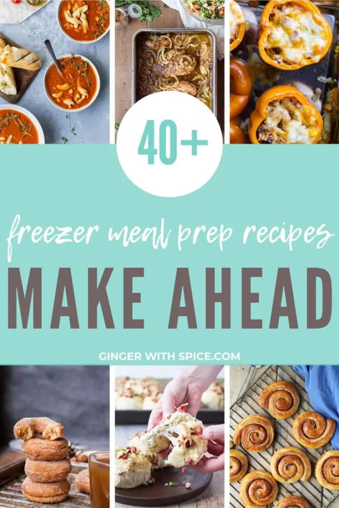 Pinterest pin with text overlay: freezer meal prep recipes