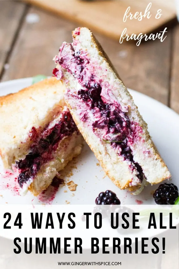 Blackberry grilled cheese and text overlay. Pinterest pin.