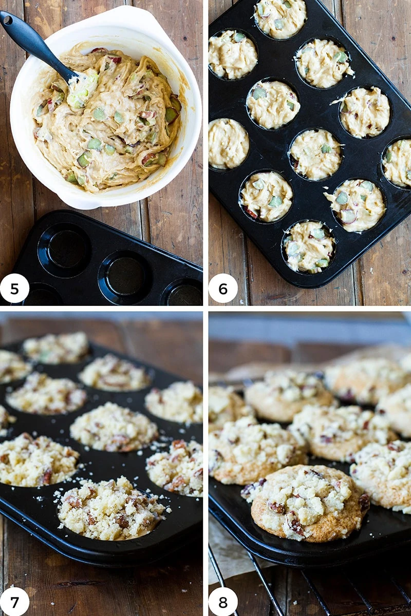 Steps to fill the muffin tins.