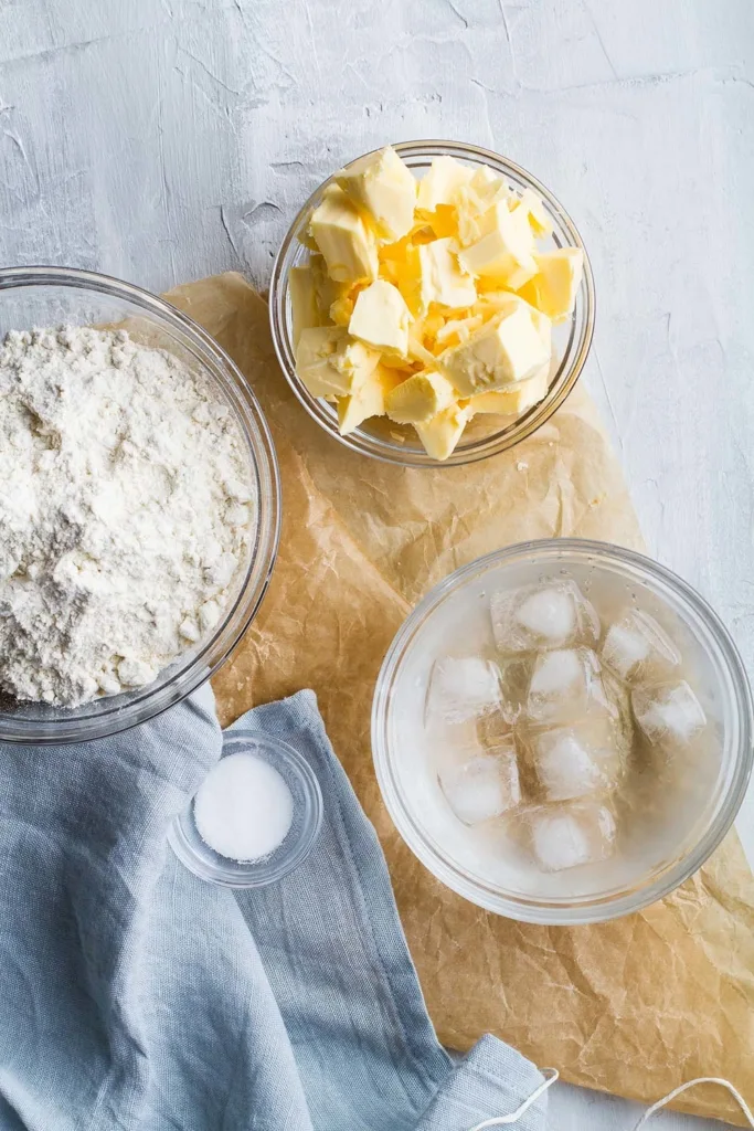 Ingredients to make butter pie crust.
