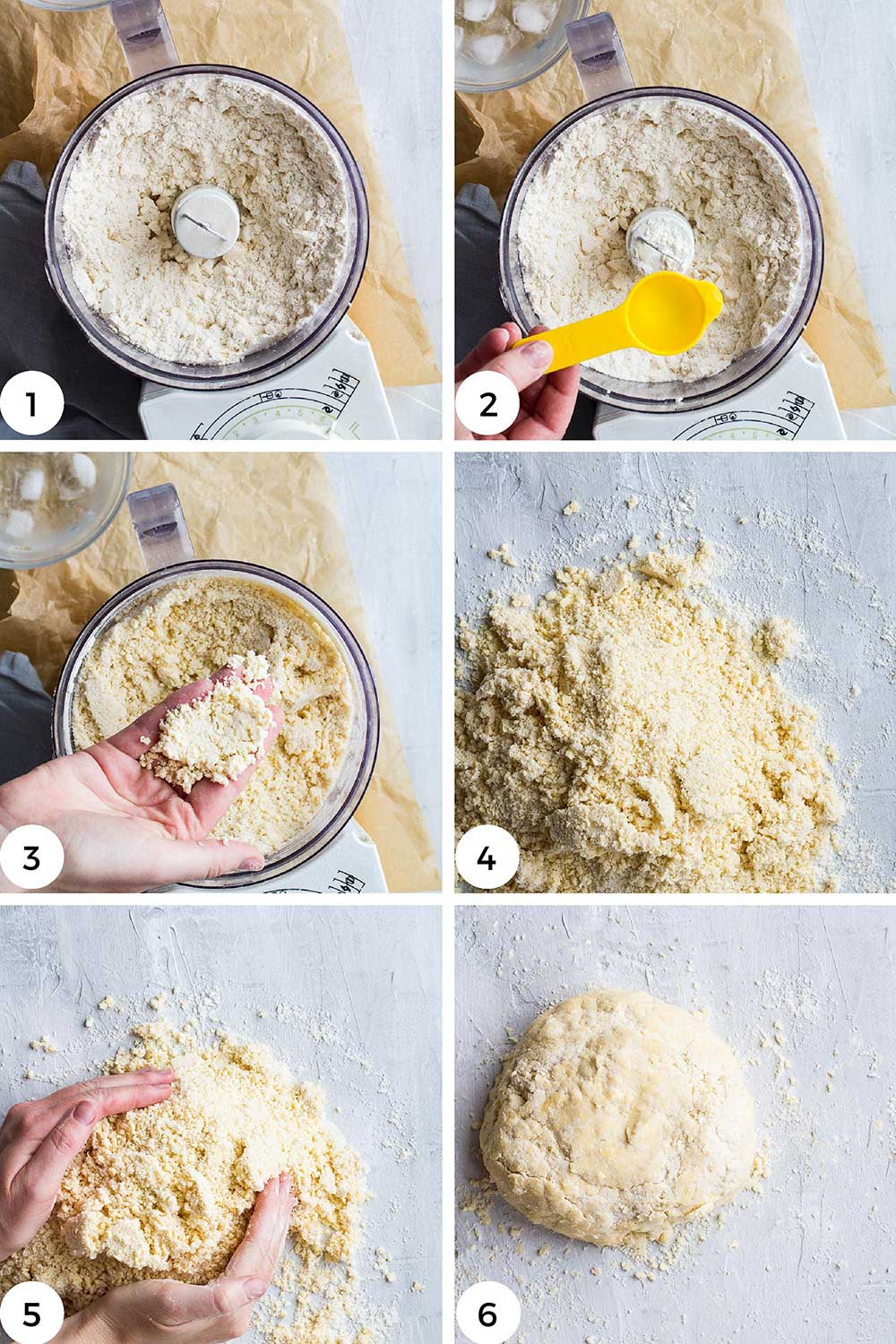 Steps to make the pie crust dough.