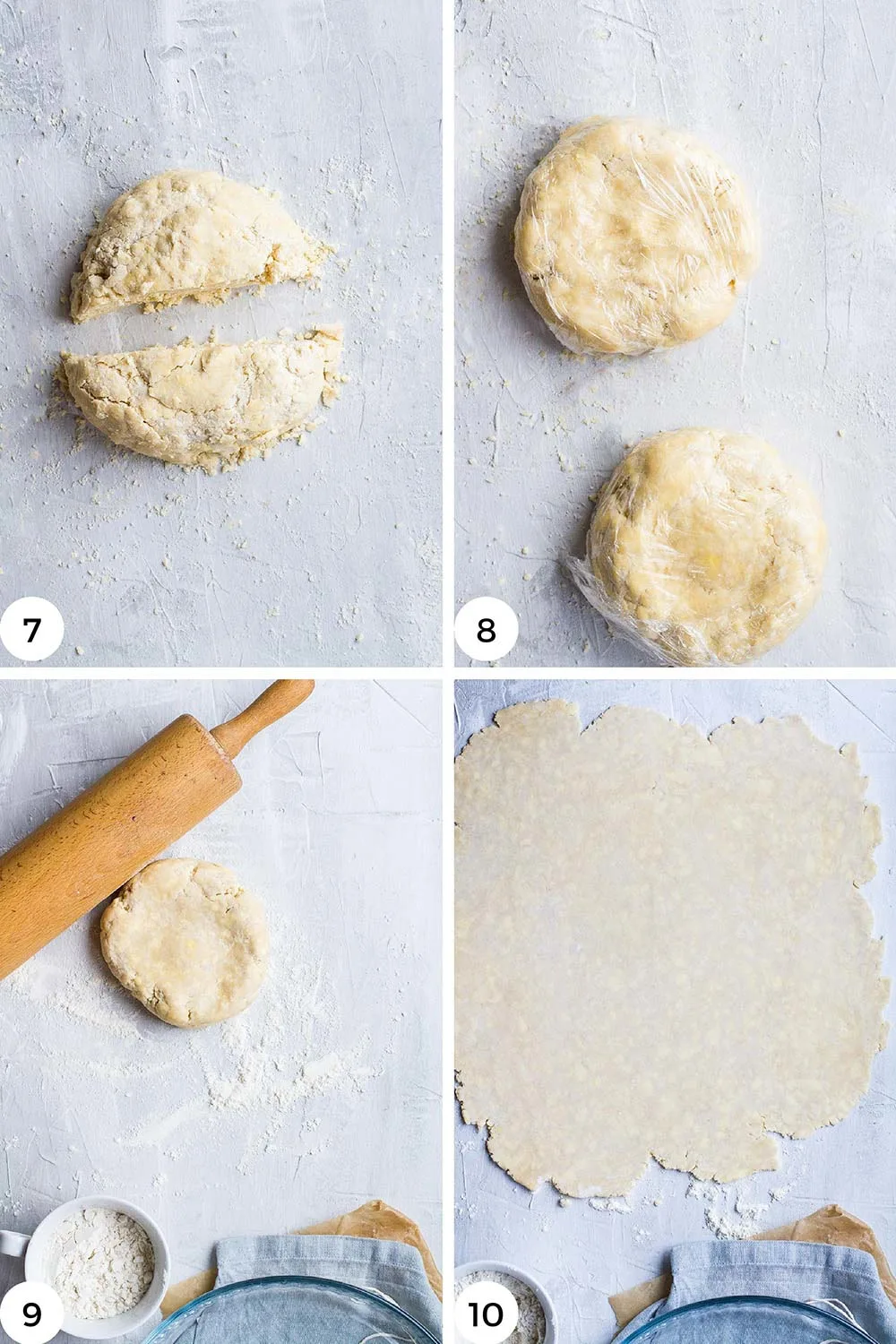 Steps to roll out the dough.