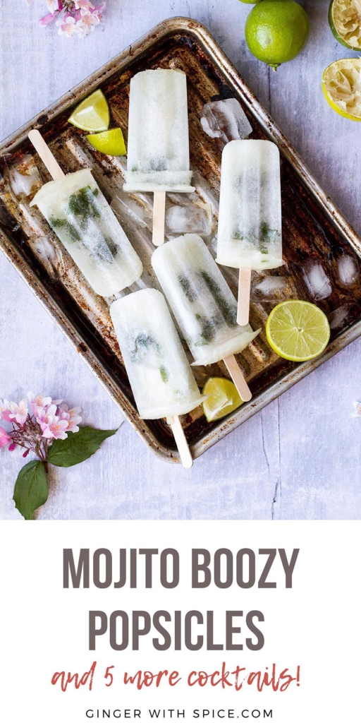 Pinterest pin for mojito popsicles.