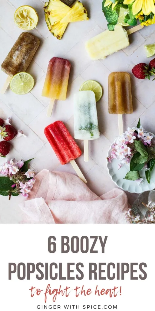 Pinterest pin for all six alcoholic popsicles.