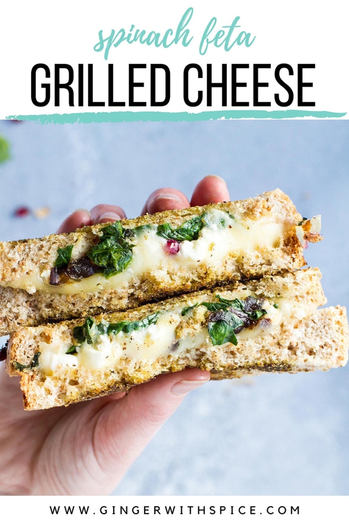 Pinterest pin with text overlay at the top and one image of the sandwich.