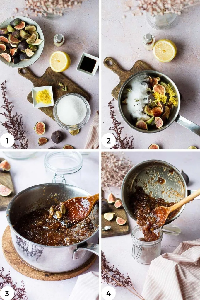 Steps to make the fig jam.