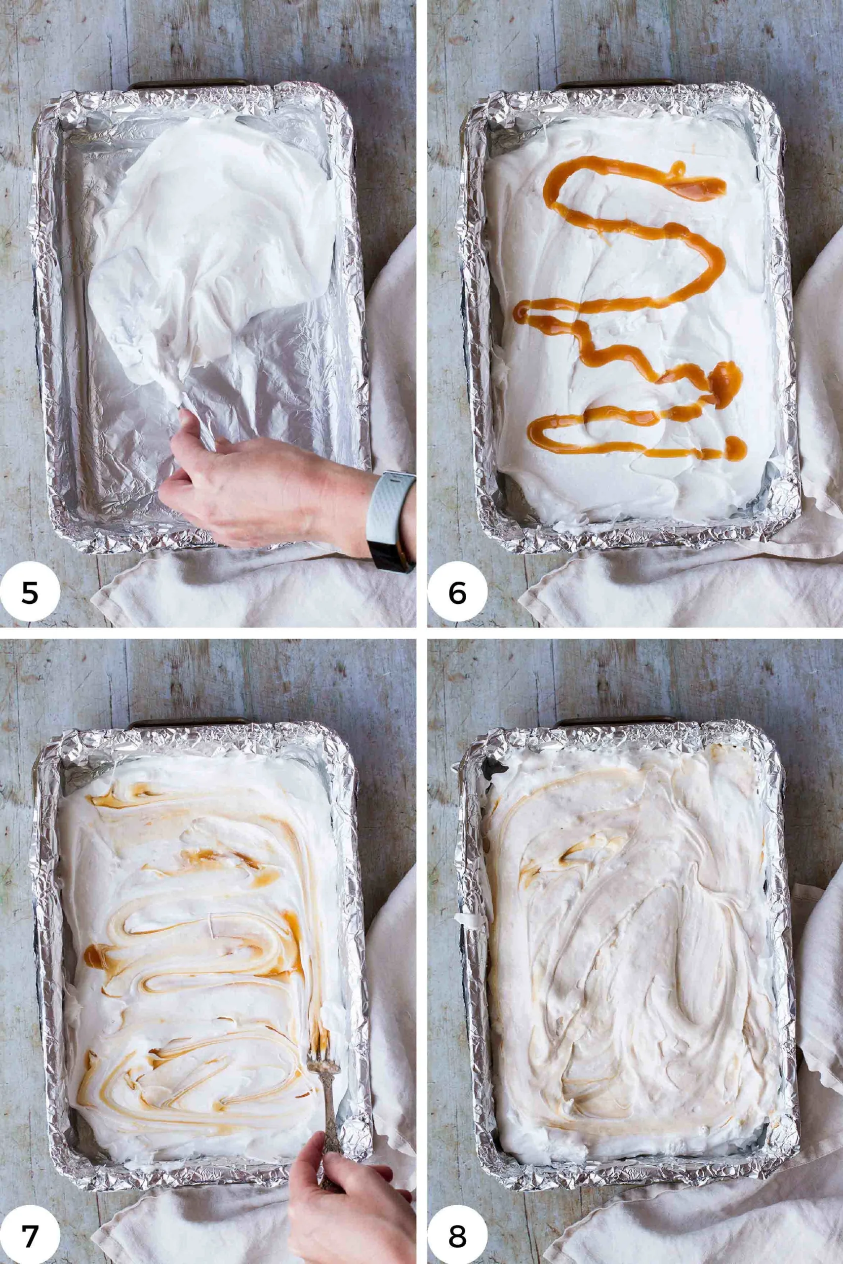 Steps to make the salted caramel ripples.