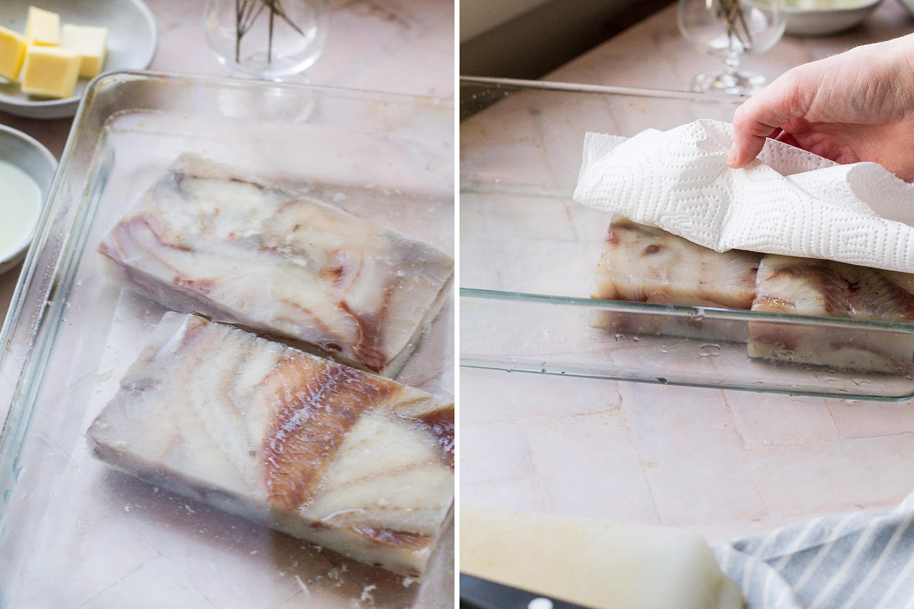 Steps to cook with frozen fish.