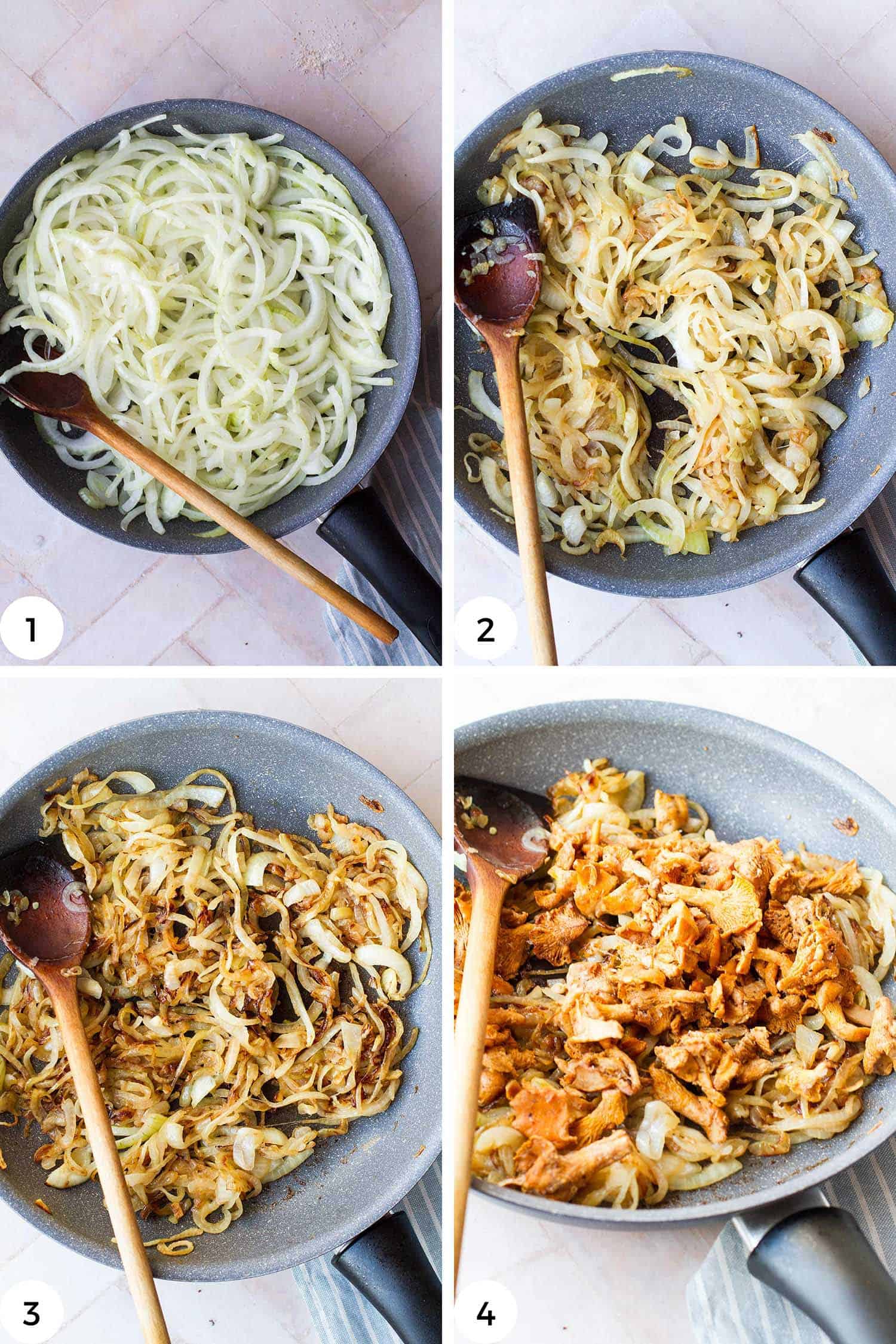 4 steps on caramelizing onions.