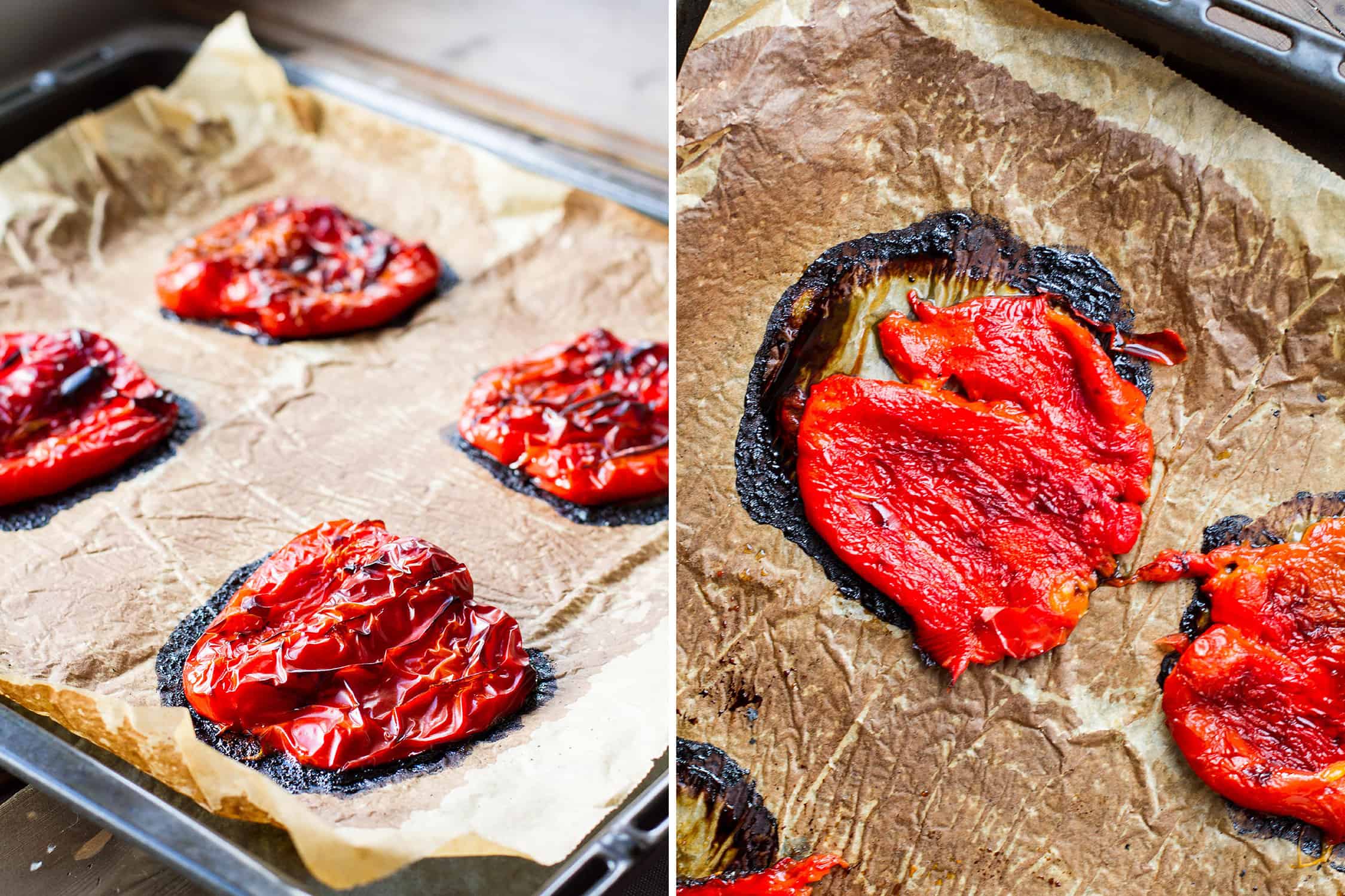 Steps to roast bell peppers.