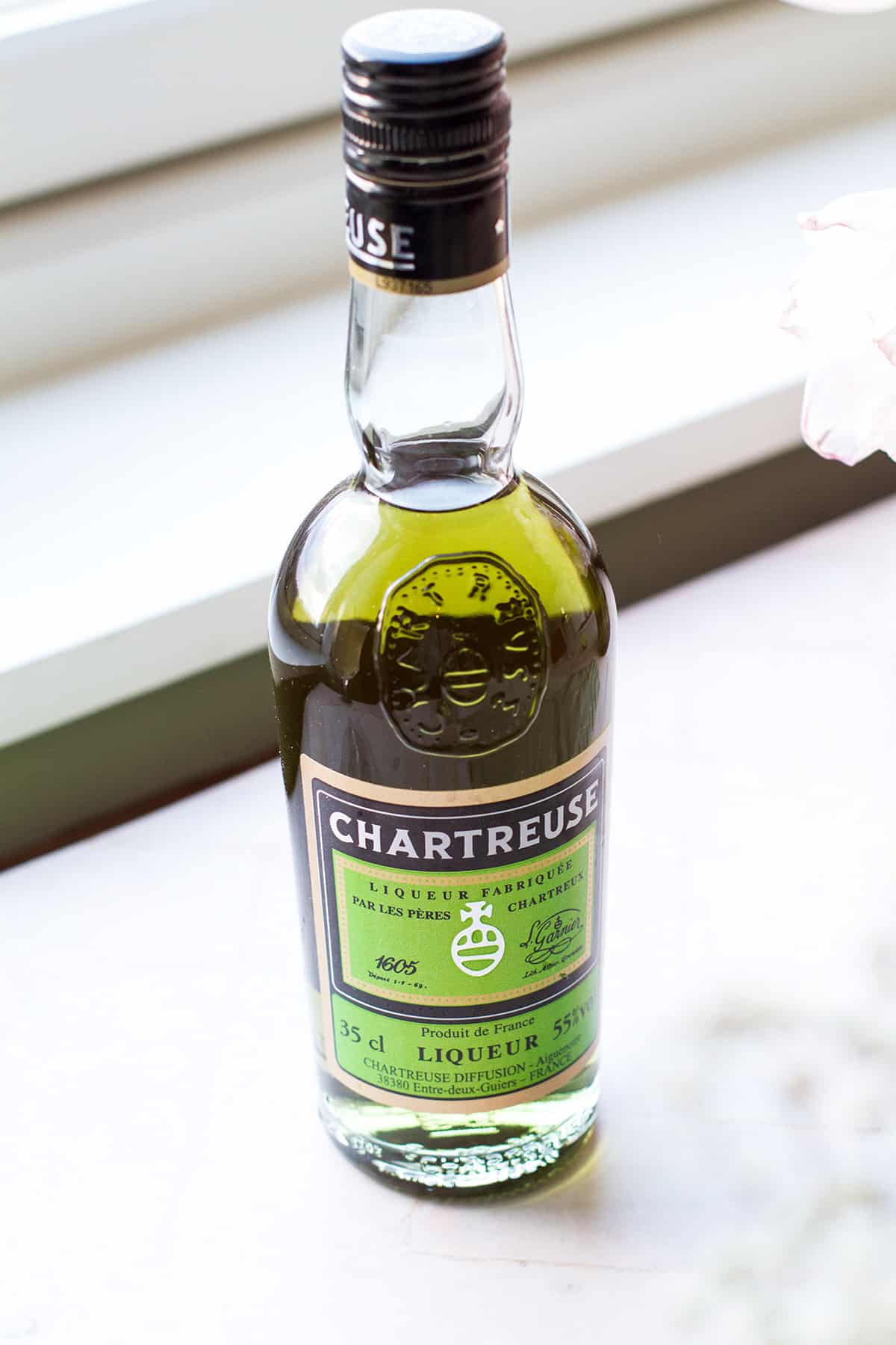 A bottle of green chartreuse.