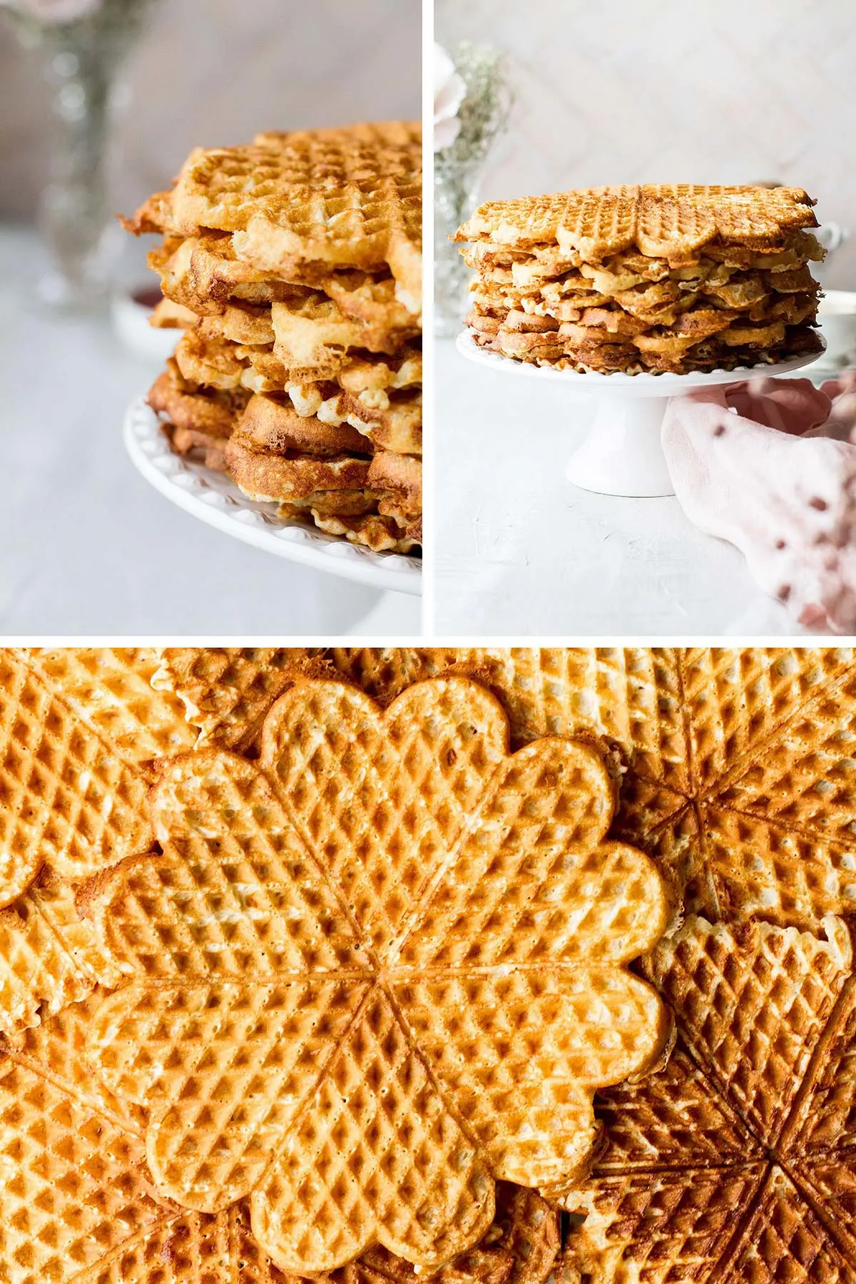 Three images of waffles.