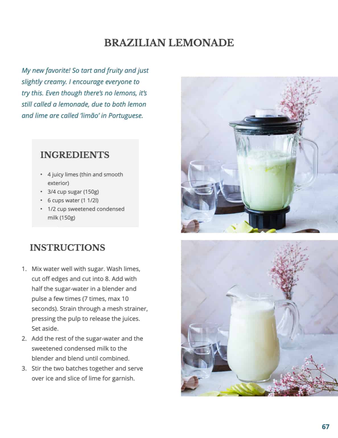 Brazilian Lemonade Recipe (Creamy Limeade) Ginger with Spice