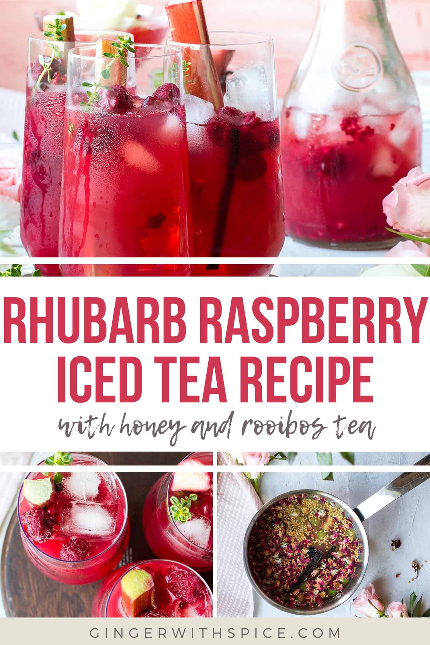 Rhubarb Raspberry Iced Tea with Rooibos Ginger with Spice