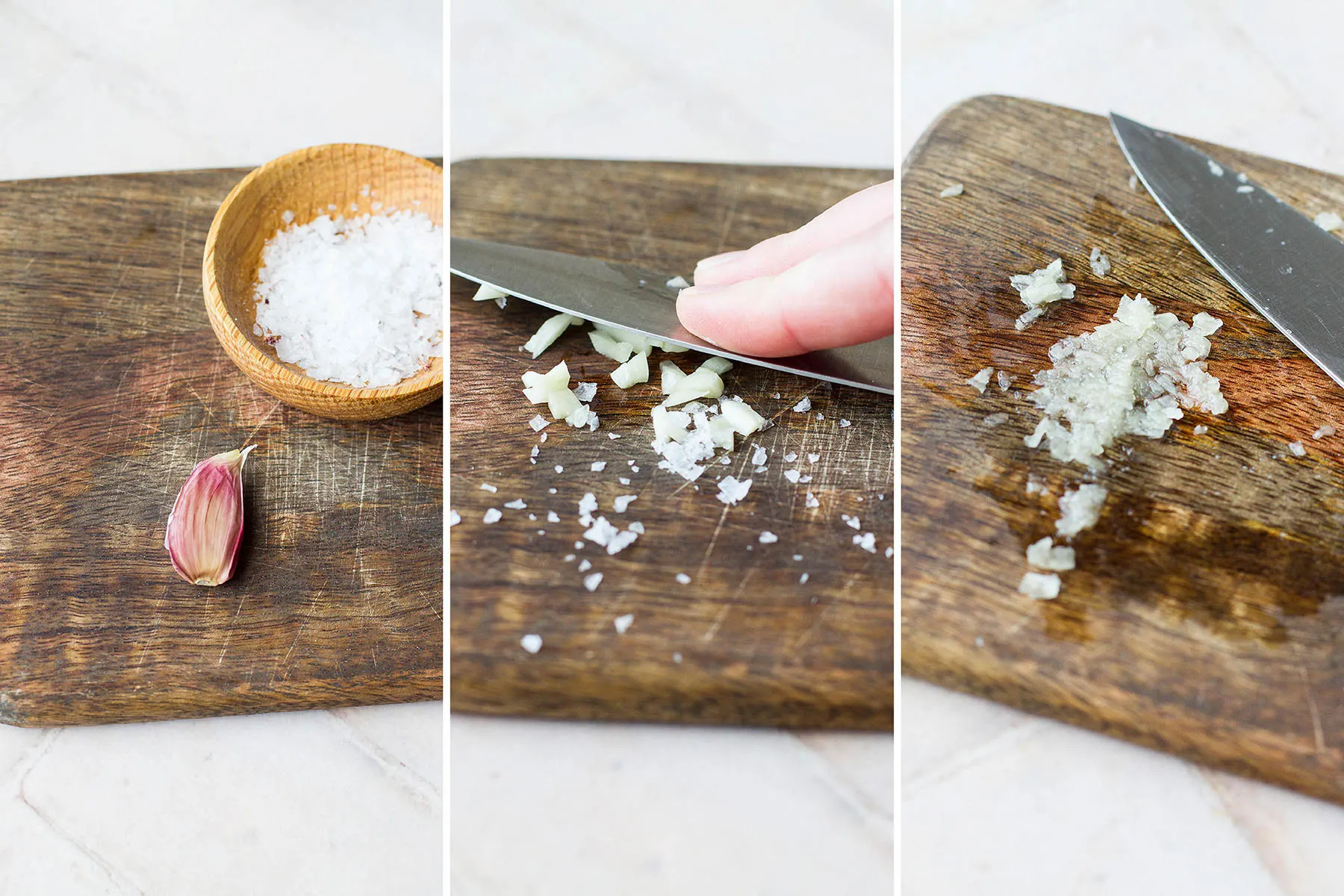 Steps to smash garlic.