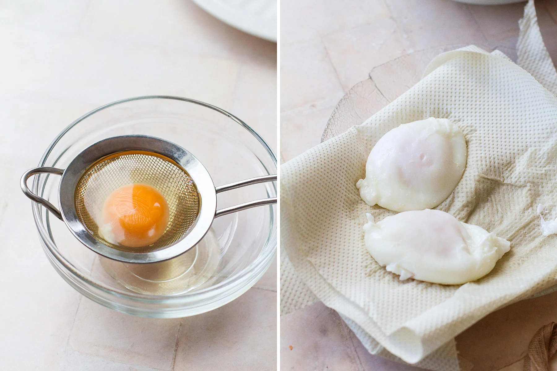 Steps to poach eggs.