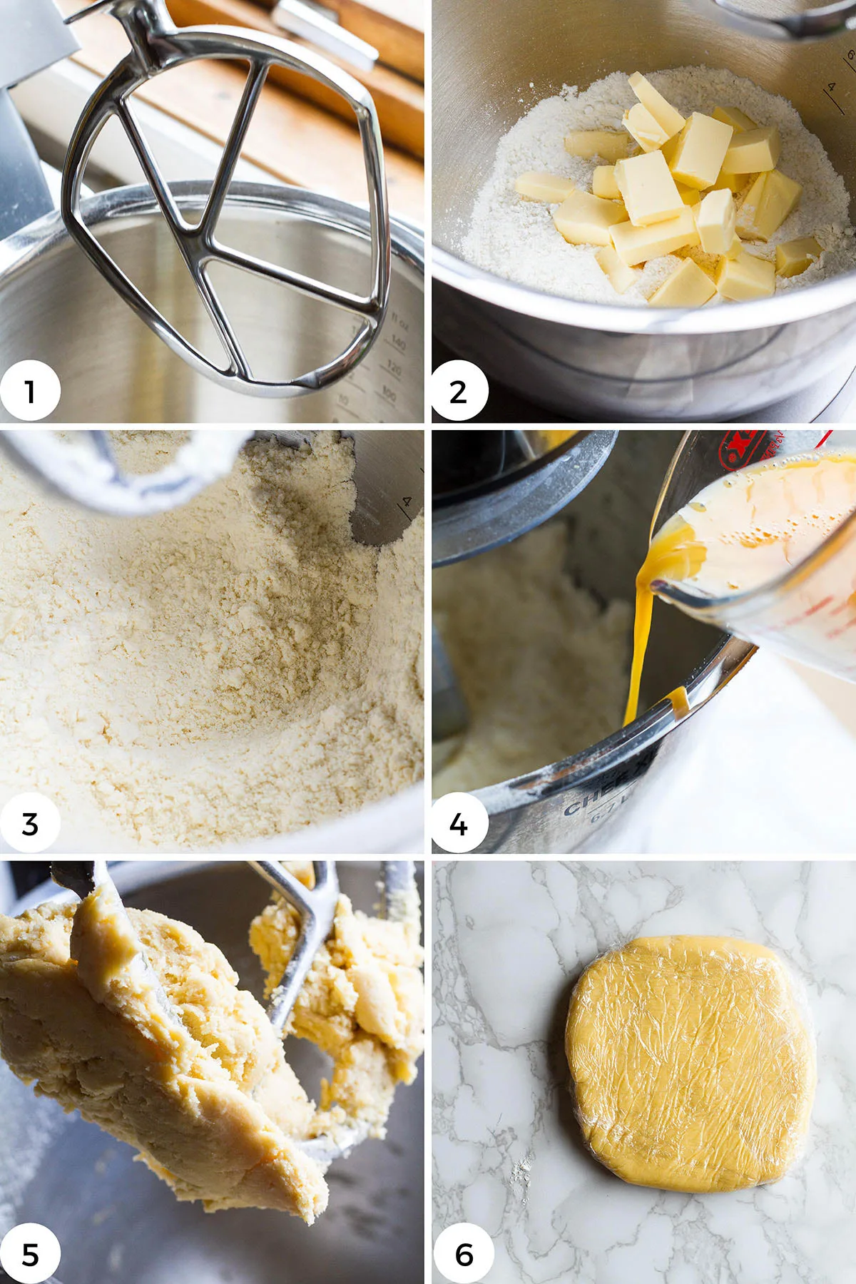 Steps to make the tart dough.