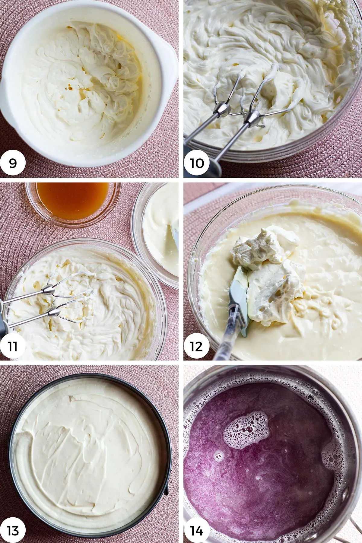 Steps to make the cheesecake.