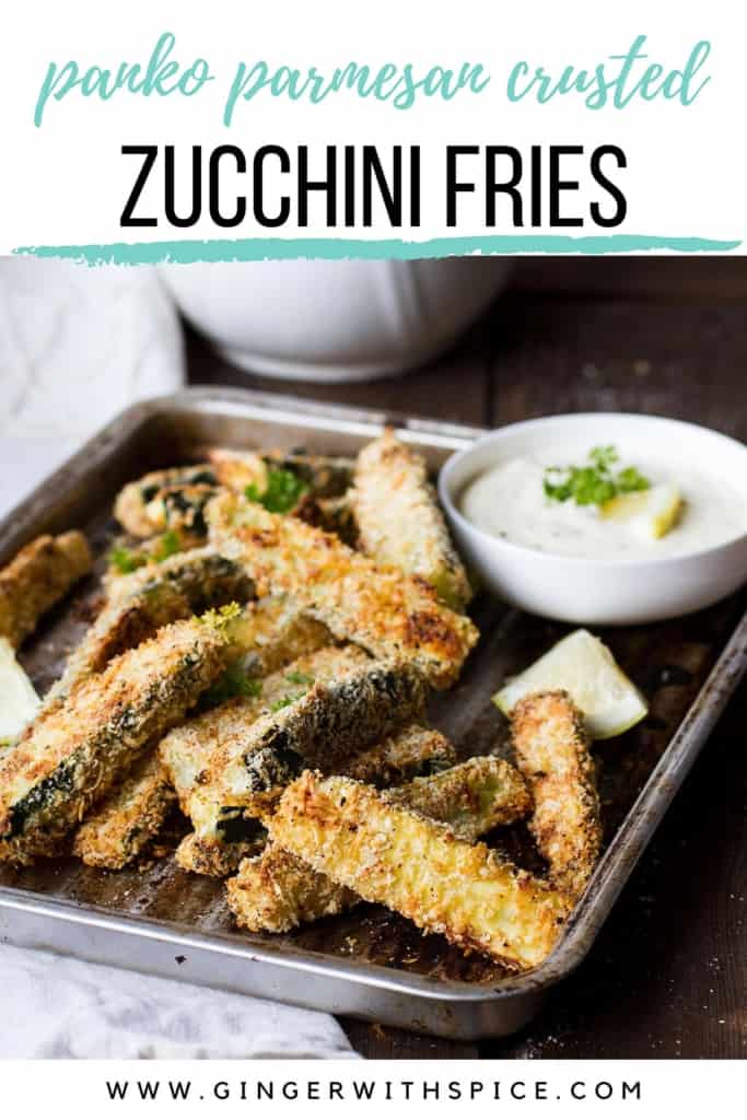 Pinterest pin with one image of the zucchini fries.
