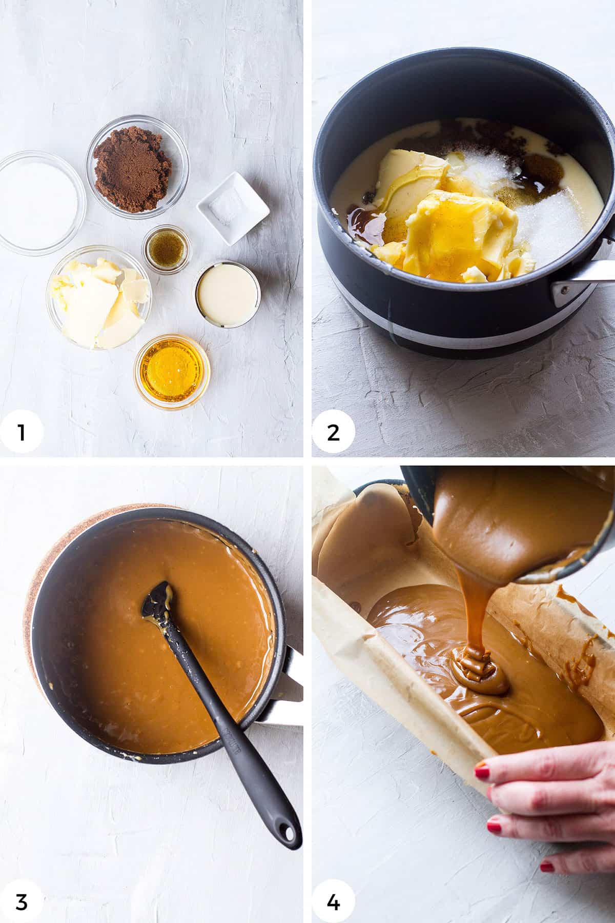 Steps to make the caramel.