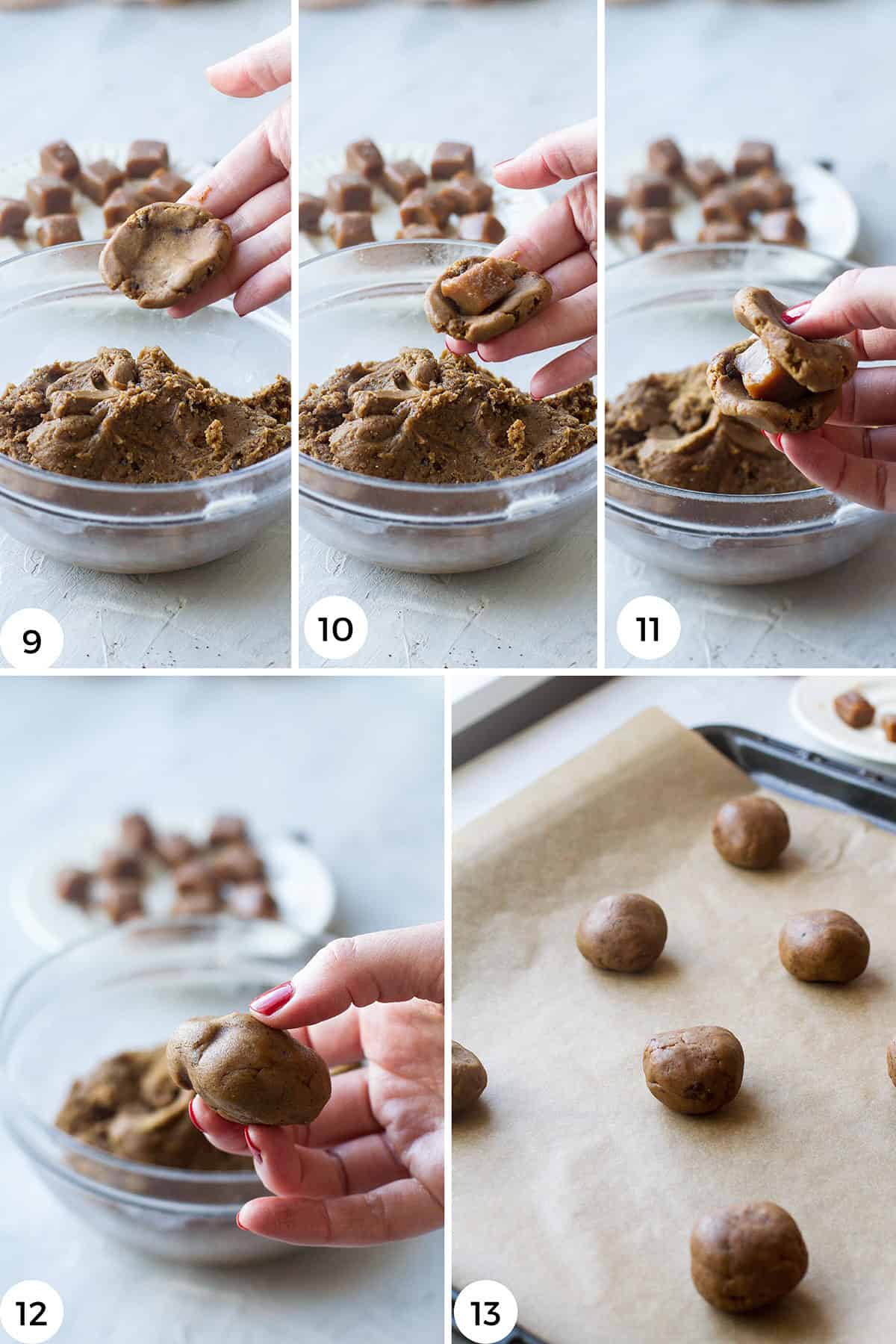Steps on how to shape the cookie balls.