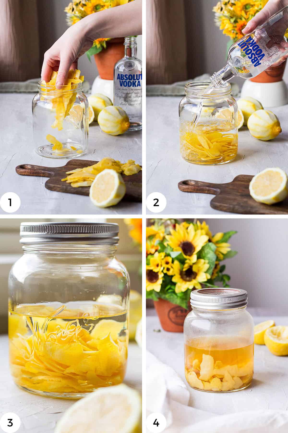 Steps to make lemon vodka.