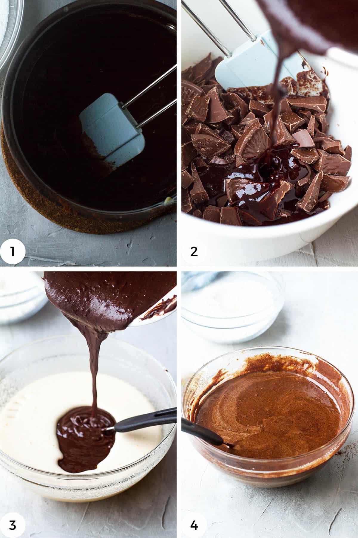 First 1-4 steps to make brownies.