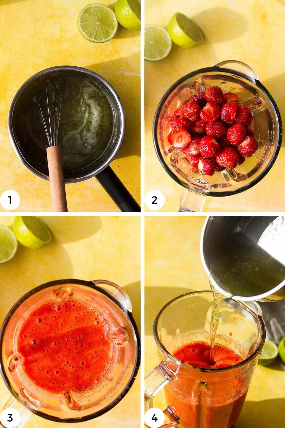Steps to make the strawberry syrup.