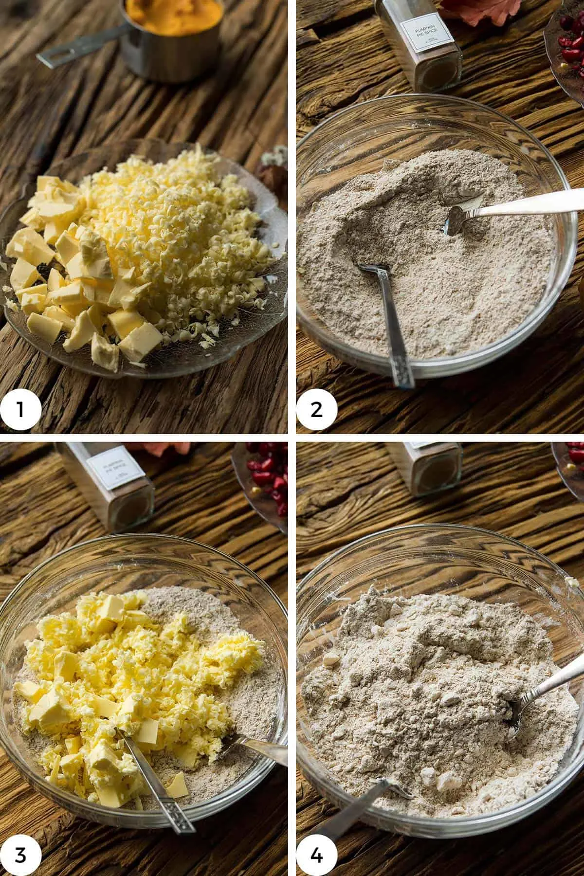 Steps to mix the butter into the flour.