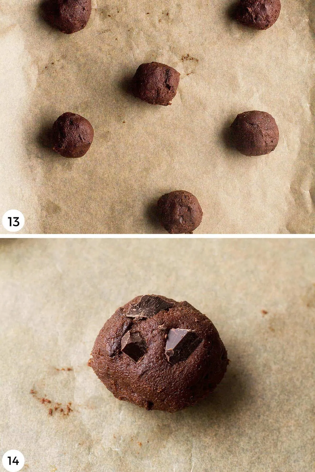 Steps to place the cookie balls on a baking sheet.