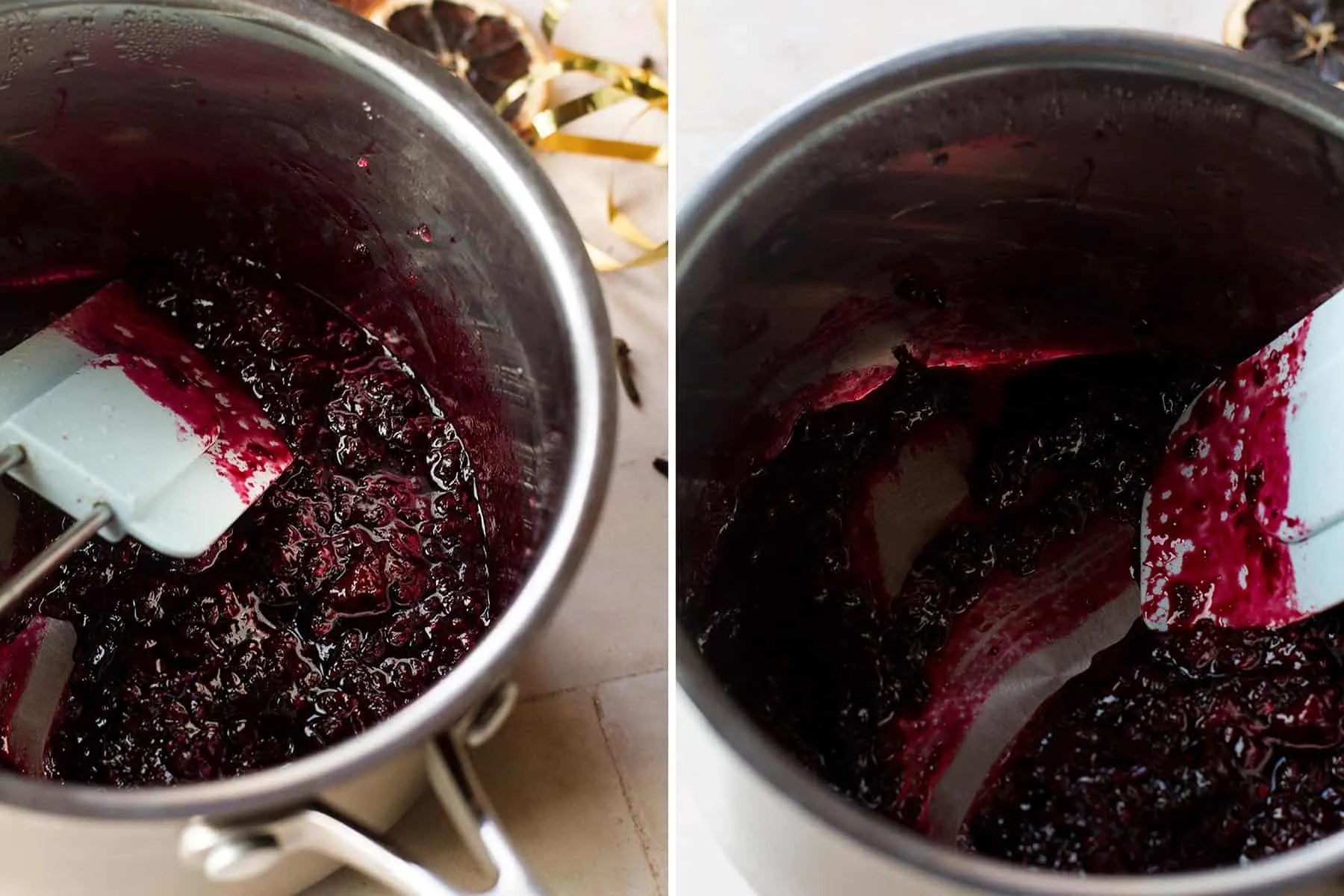 Steps to make the blackberry sauce.