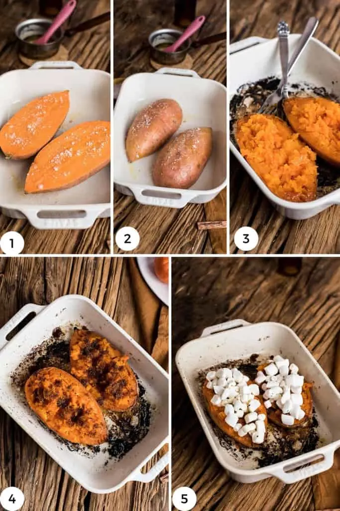 Steps to make sweet potato boats.
