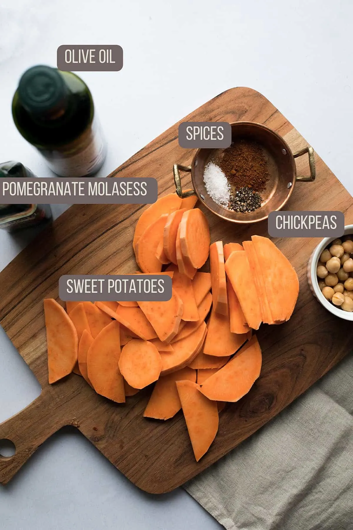Ingredients for the sweet potatoes.