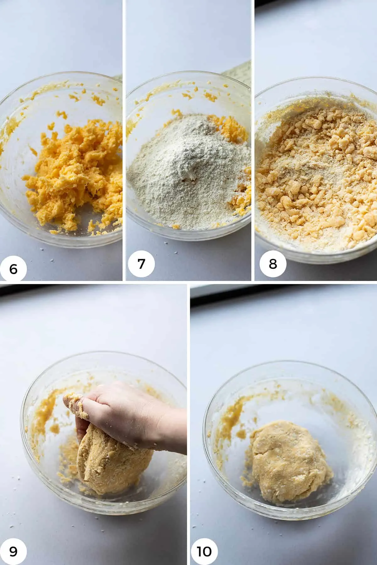 Steps to knead the cookie dough.