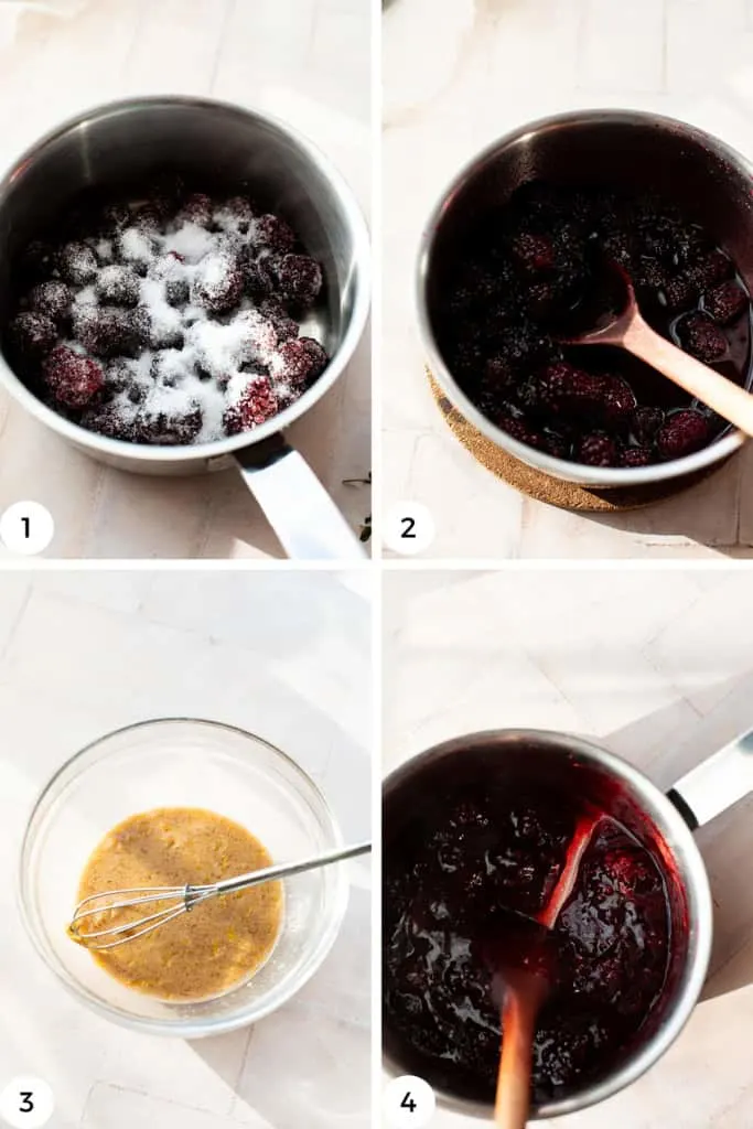 Steps to make blackberry sauce.
